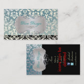 PixDezines Haute Coutouur Damask，パール 名刺 (正面/裏面)