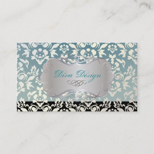 PixDezines Haute Coutouur Damask，パール 名刺 (正面)