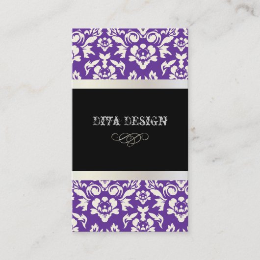 PixDezines Haute Coutouur Damask,パール 名刺 (正面)