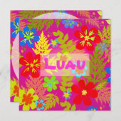 PixDezines hawaiのジャングル/DIYの背景色 招待状 (正面/裏面)