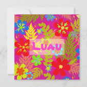 PixDezines hawaiのジャングル/DIYの背景色 招待状 (正面)