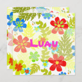 PixDezines hawaiのジャングル/DIYの背景色 招待状 (正面/裏面)