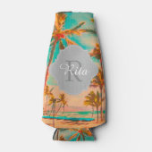 PixDezines Hawaii/ヴィンテージ/ビーチ/ティール(緑がかった色) ボトルクーラー (正面)