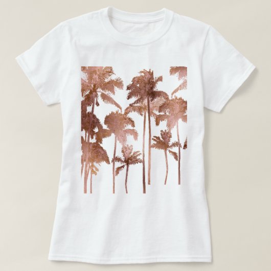 PixDezines Hawaii, Aloha Palm Trees/フェイクバラ金ゴールド Tシャツ (デザイン正面)