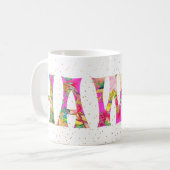 PixDezines Hawaii Pineapple Collage水彩 コーヒーマグカップ (正面左)