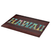 PixDezines Hawaii, TIKIタイポグラフィ+ウッドテクスチャ カッティングボード (角)