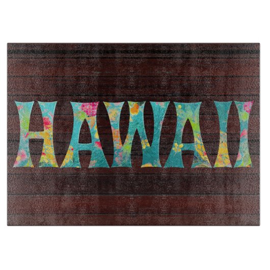 PixDezines Hawaii, TIKIタイポグラフィ+ウッドテクスチャ カッティングボード (正面)