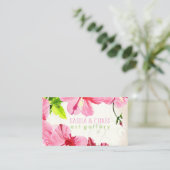 PixDezines hibiscus/デジタル水色/古い紙 名刺 (スタンド正面)