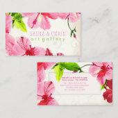 PixDezines hibiscus/デジタル水色/古い紙 名刺 (正面/裏面)