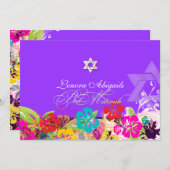 PixDezines hibiscus/バルミツワー/diyカラー 招待状 (正面/裏面)