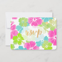 PixDezines hibiscus/フローラ/rsvp 出欠カード