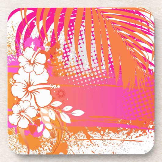PixDezines hibiscus/DIY背景色 コースター (正面)