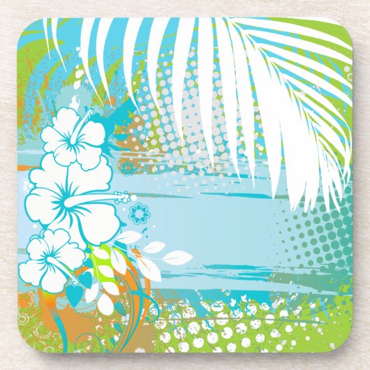 PixDezines hibiscus/DIY背景色 コースター (正面)