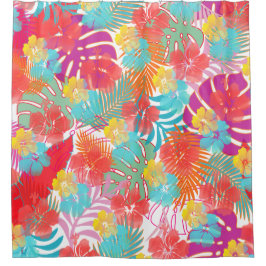 PixDezines Hibiscus/Rain forest/DIY Background シャワーカーテン