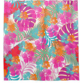 PixDezines Hibiscus/Rain forest/DIY Background シャワーカーテン