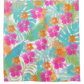 PixDezines Hibiscus/Rain forest/DIY Background シャワーカーテン (正面)