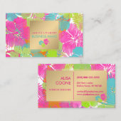 PixDezines hibiscus/rainforest/DIYの背景 名刺 (正面/裏面)