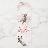 PixDezines Holly Berry|バラ金ゴールド雪 ボトルネックタグ (正面)