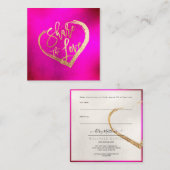 PixDezines Hot+Flashy Pink金ゴールド共有ザラブ スクエア名刺 (正面/裏面)