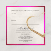 PixDezines Hot+Flashy Pink金ゴールド共有ザラブ スクエア名刺 (裏面)