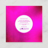 PixDezines Hot+Flashy Pink、Pearly White スクエア名刺 (裏面)