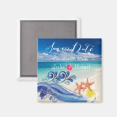 PixDezines hulawaves/ビーチ+プルメリア マグネット (正面/裏面)