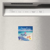 PixDezines hulawaves/ビーチ+プルメリア マグネット (インサイチュ (食洗機))