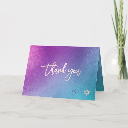 PixDezines Iridescentブルーグラデーションヴィオール✡ありがとうございます カード (正面)