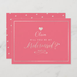 PixDezines Iridescent赤面ピンク、ブライドメイド 招待状