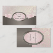 PixDezines Isabella Damask/DIY/pink+titanium 名刺 (正面/裏面)