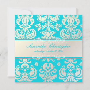 PixDezines Isabella Damask、Pearl+Aqua/DIYカラー 招待状