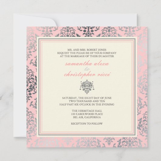 PixDezines Josephine Damask/DIY背景色です！ 招待状 (裏面)