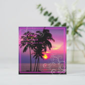 PixDezines Kaui Sunset+Swirls/トロピカルウェディング 招待状 (スタンド正面)