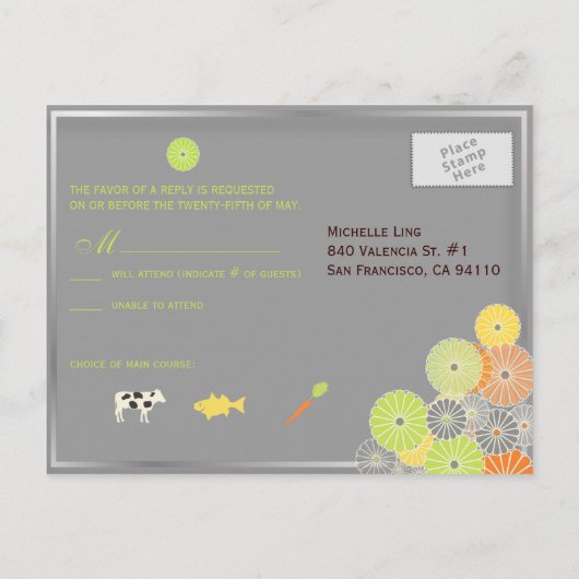 PixDezines Kiku RSVPポストカード/5 x 7招待状 インビテーションポストカード (裏面)