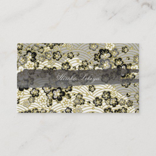 PixDezines kimono/chirimen/フェイク桜 名刺 (正面)