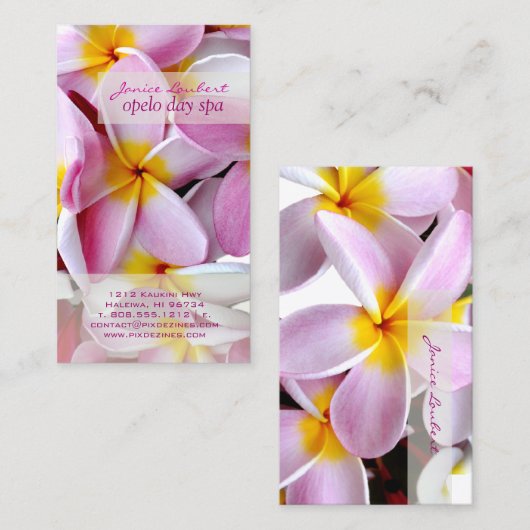 PixDezines KONA PINK PLUMERIAS 名刺 (正面/裏面)