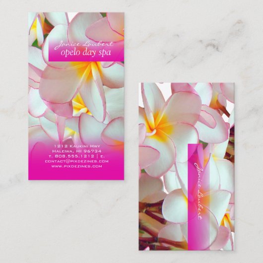 PixDezines KONA PINK PLUMERIAS 名刺 (正面/裏面)