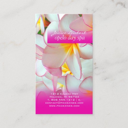 PixDezines KONA PINK PLUMERIAS 名刺 (正面)