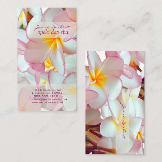 PixDezines KONA PINK PLUMERIAS 名刺 (正面/裏面)