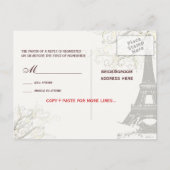 PixDezines la tourエッフェル/パリ インビテーションポストカード (裏面)