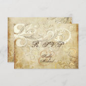 PixDezines LARGE rsvpヴィンテージcreamが渦巻き 出欠カード (正面/裏面)
