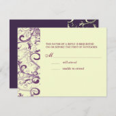 PixDezines LARGE RSVP、PLUM SWIRLSDIY背景 出欠カード (正面/裏面)