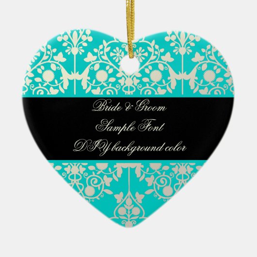 PixDezines leila damask/DIYの背景 セラミックオーナメント (正面)