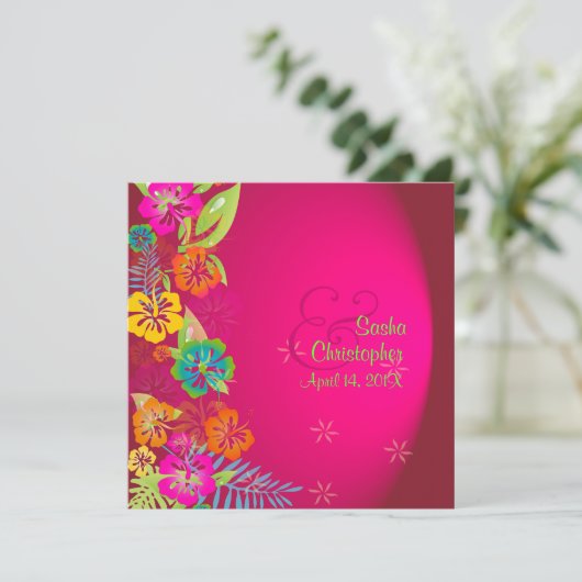 PixDezines Leis/ルアウ(ハワイ式宴会)/ハイビスカス 招待状 (スタンド正面)