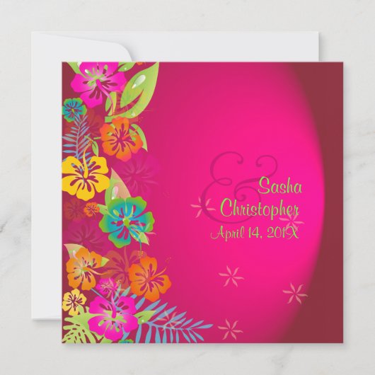 PixDezines Leis/ルアウ（ハワイ式宴会）/ハイビスカス 招待状 (正面)