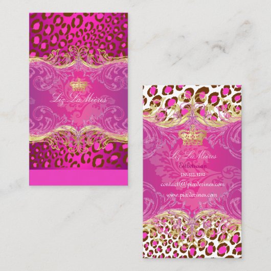 PixDezines Leopardスポット/フレームボイズ 名刺 (正面/裏面)