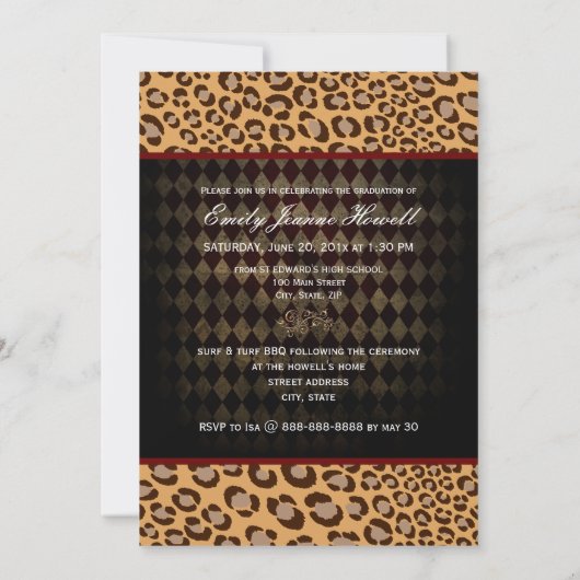 PixDezines LEOPARD卒業 招待状 (裏面)