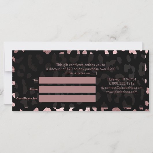 PixDezines Leopard/バラ金ゴールド/ギフト証明書 (裏面)