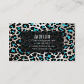 PixDezines leopard/電気ティール（緑がかった色）/フェイクシルバー 名刺 (裏面)