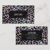 PixDezines leopard/electric pink/フェイク silver 名刺 (正面/裏面)